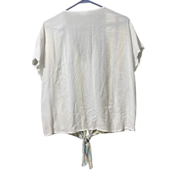Main Strip Striped Shirt Size Small Tie Bottom Short Sleeve Rayon Lightweight‎ - Image 2