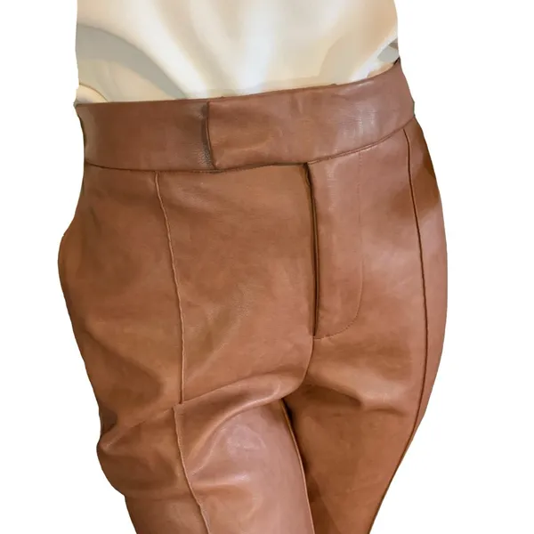 Avec Les Filles Brown Faux Leather Flare Leg Pants (S) - Image 6