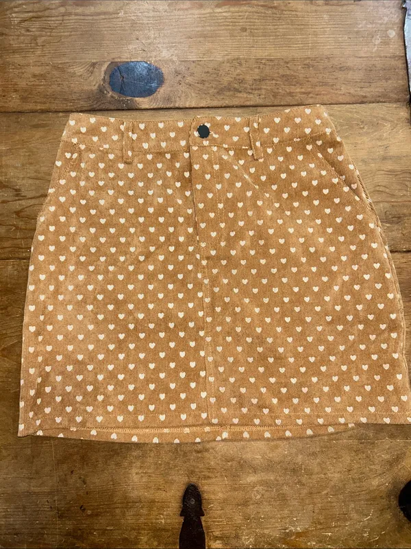 Le Lis Collection Women’s Small Heart Print Corduroy Crop Top & Mini Skirt Set - Image 5