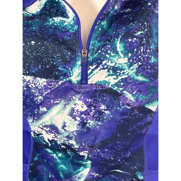 Tek Gear DryTek Womens Small‎ Blue Purple Galaxy Print Quarter Zip Pullover Top - Image 3