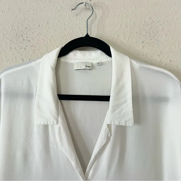 Artizia Wilfred Free Tie Front Blouse in White Size Large Short Sleeve - Image 5