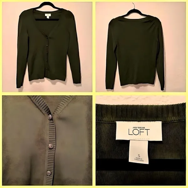 *30of3*‎ NWOT. Ann Taylor. Loft. Forest green button down cardigan. Small size. - Image 2