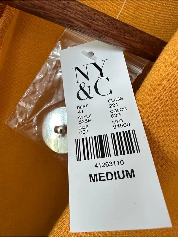 NY & Company Blazer Mustard Yellow Double Breasted Military Career Women’s M - Image 6