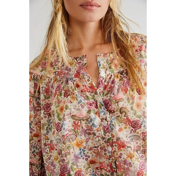 For Love & Lemons Theodora‎ Crop Top Blouse - Wonderland Print XS $158 - Image 3
