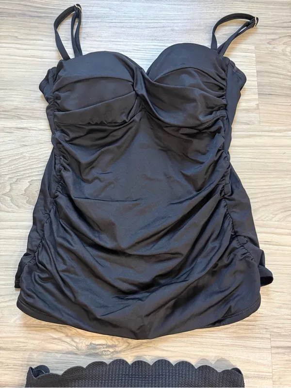 Aerie Black High-Waisted Scallop Bottom Size XS w/ Apt. 9 Ruched Tankini Size 6 - Image 3