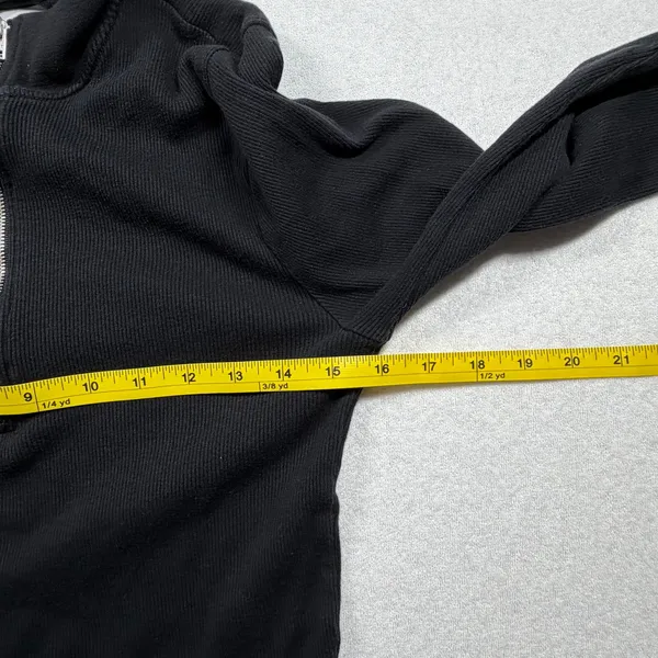 TNA Aritzia Ribbed 1/4 Zip Long Sleeve Top Women’s Large Black Fitted Mock Neck - Image 5
