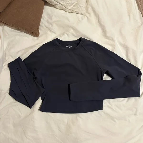 Adanola Blue/Grey Long Sleeve Crop Top - Image 2