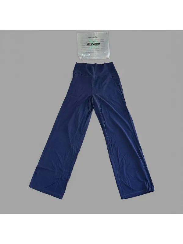 G4Free BareFeel High Stretch Yoga Gym Pilates Pants Women Wide Leg M Navy Blue - Image 2