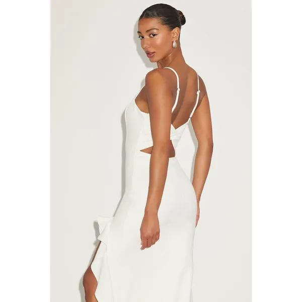 NWOT Lulus Iveta White Cutout Ruffled Sleeveless Midi Dress Dance Party Sz L - Image 3