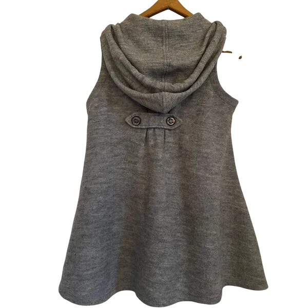 For Cynthia Womens 100% Wool Sleeveless Hooded‎ Cardigan Sweater Gray Sz S - Image 3