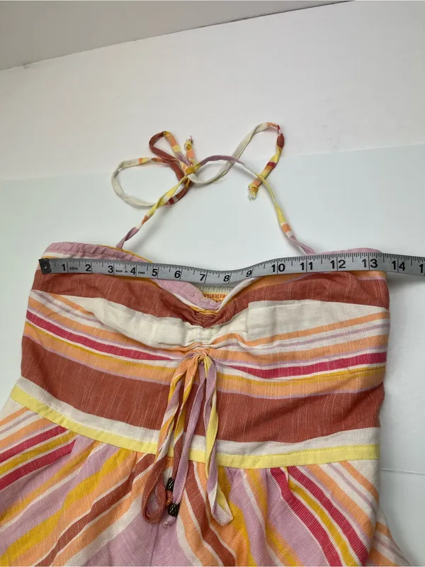 By Anthropologie Savannah 100% Cotton Halter Midi Multi Stripe Sundress Womens 4 - Image 7