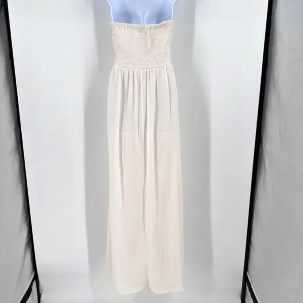 Lulus A‎ Star is Born Cream Strapless Maxi Dress Beaded Embellished Medium - Image 7