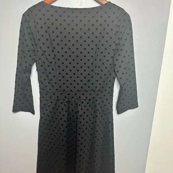 Boden Velvet Polka Dot Black Dress Long sleeve 8 - Image 3