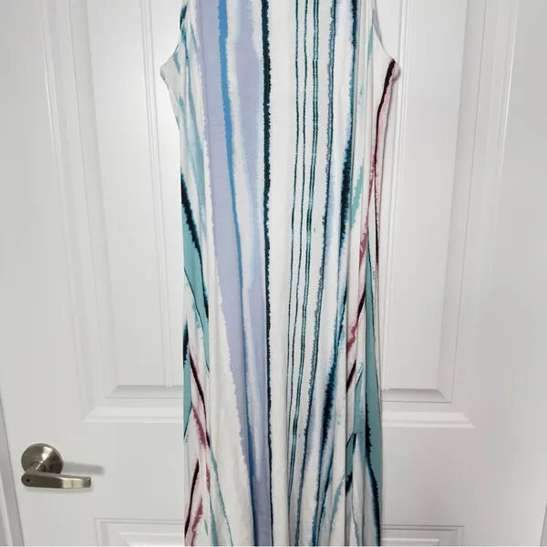 Antibes Blanc X Anthropologie‎ Large Stripe Halter Maxi Dress Vacation, Resort - Image 6
