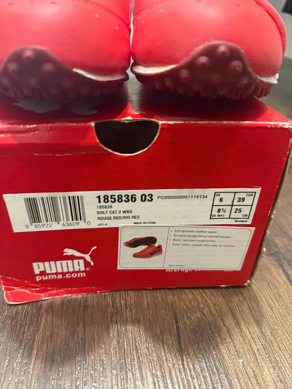 womens golf puma red leather shoes sz 8.5 - Image 4