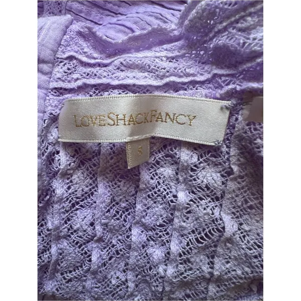 LoveShackFancy Viola Dress In Lavender Lilac Purple Lace Button Back Cotton Sz S - Image 5