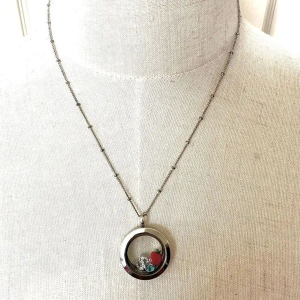 Origami Owl silver tone apple S locket necklace - Image 2