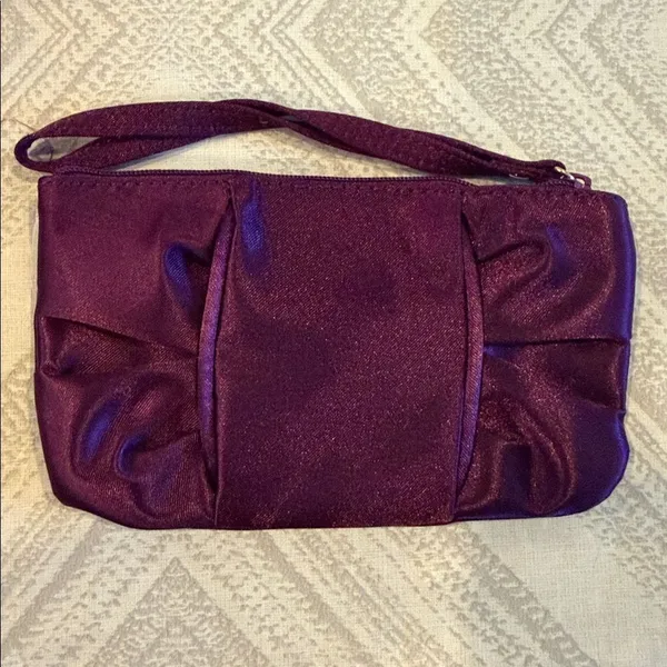 Purple Satin Evening Bag with Matching Wristlet Purse - Image 3