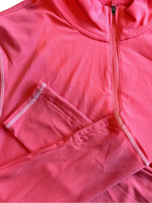 Soybu Pink/Coral Quarter Zip Performance Top L - Thumbholes & Zip Pocket - Image 7