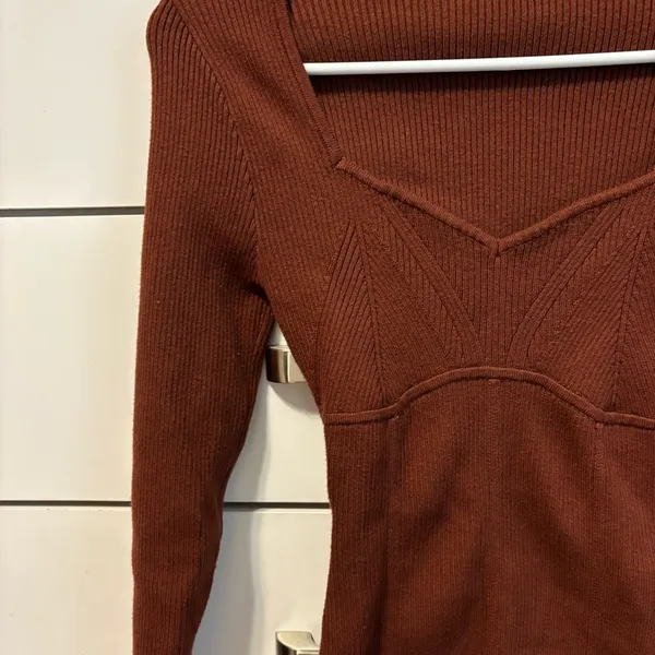 Abercrombie Corset Sweetheart Sweater Bodysuit Brown - Image 5