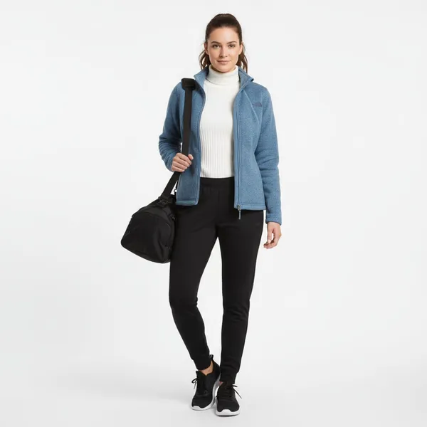 North Face Blue Knit Long Sleeve Zip Up Jacket M - Image 6