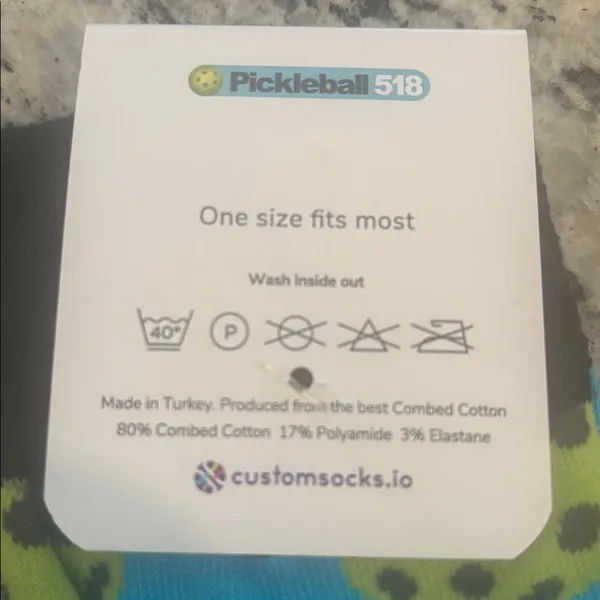 Pickleball 518 Blue and Black Unisex one size fits most Socks - Image 4