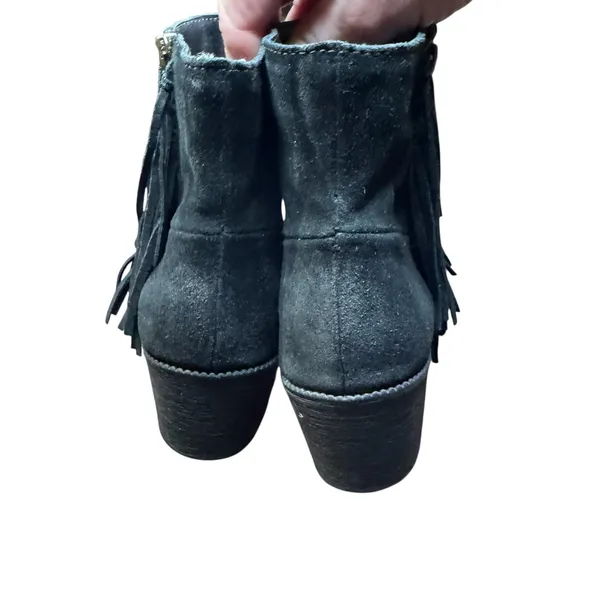 B.o.c Booties Womens Size 7 Black Suede Fringe Ankle Zip Block‎ Heel Casual - Image 8