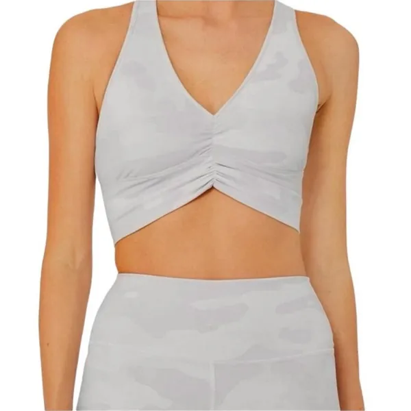 Alo Yoga Activewear Set Women S White Camo Wild Thing Bra High-Waist Biker Short - Image 2
