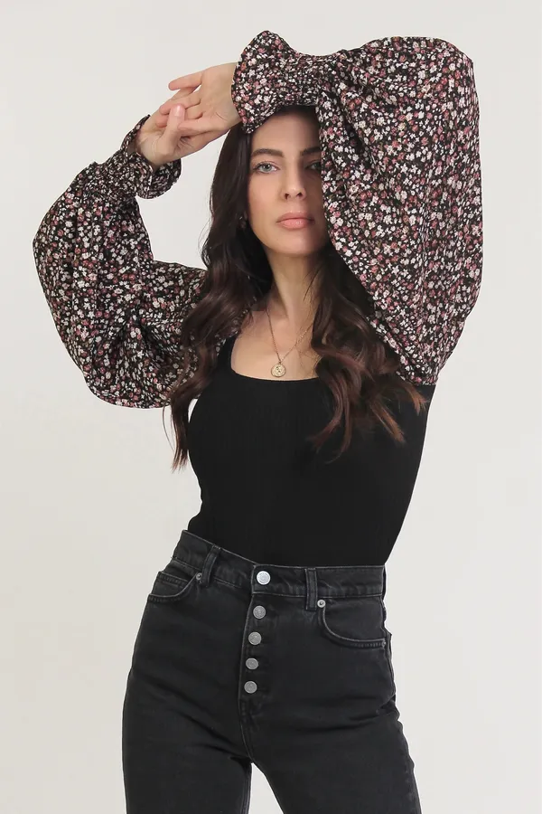 Floral Long Sleeve Bodysuit - Image 2