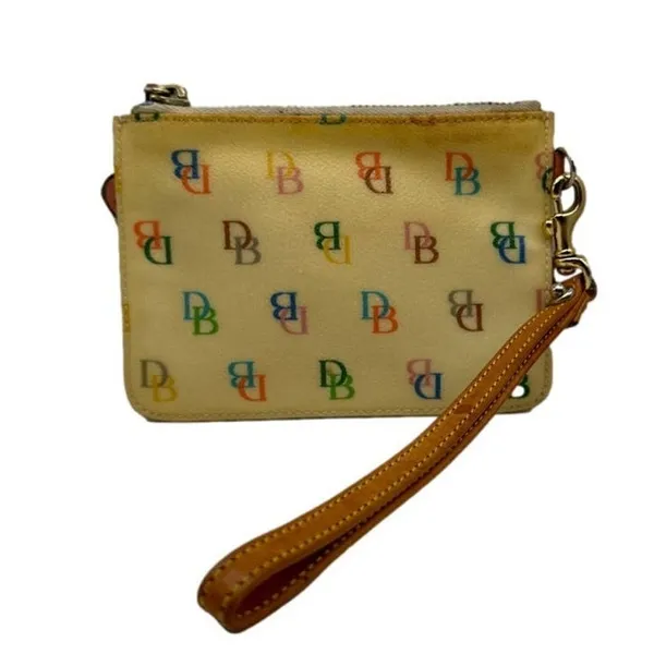 Vintage DOONEY & BOURKE Signature Multicolor Coated Canvas Wristlet - Image 2