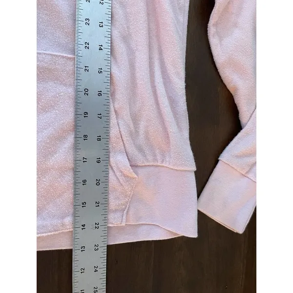Bebe Bling Sparkle Hoodie Pink Terry Cloth Full Zip Close Size Medium Y2K - Image 6