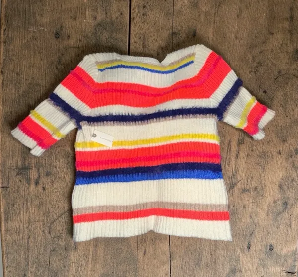 Anthropologie Maeve Neon Fuzzy Striped Top M - Image 3