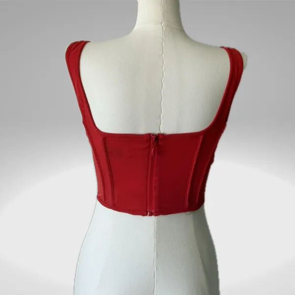 House of CB 'Edetta' Scarlet Mesh Corset Vibrant Red Top - Image 10