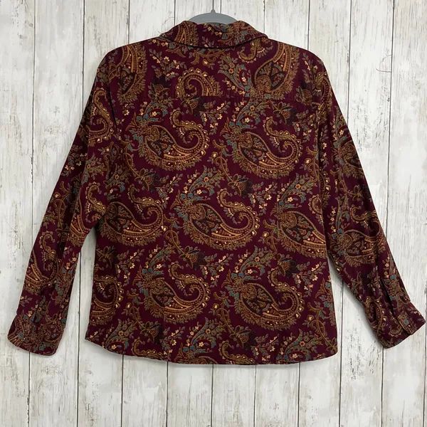 Christopher & Banks Long Sleeve Button Down Paisley Corduroy Cotton Shirt Large - Image 2