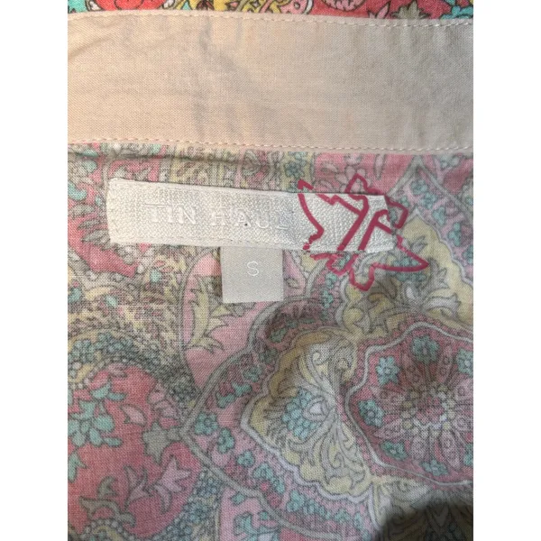 Tin Haul‎ Paisley Western Snap Shirt Pink Coral Turquoise Boho Cowgirl Small - Image 6
