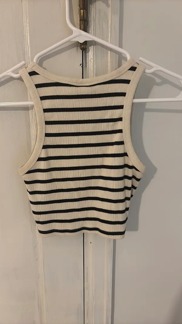 H&M Cream Beige Striped Tank Top - Image 2