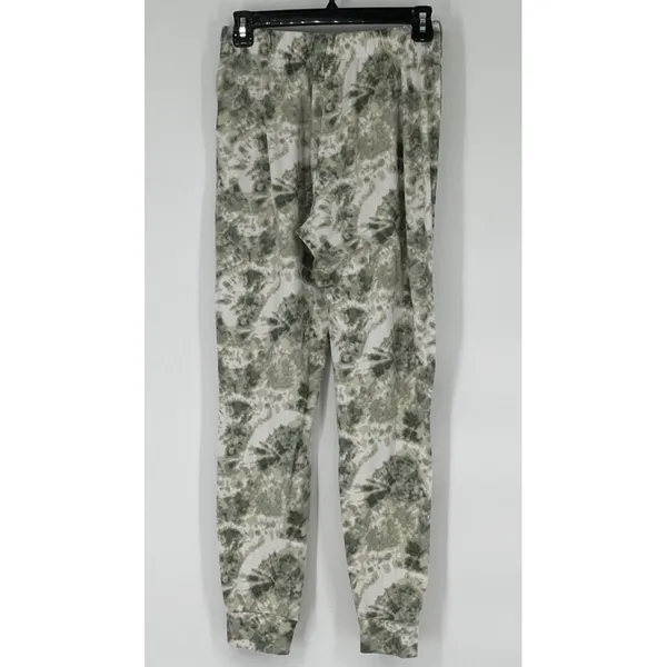KIKIT Lounge Set Women Small Green White Tie Dye Drawstring Top Joggers 2pc Cozy - Image 4