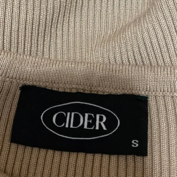 Cider Womens Brown Tan Rib Knit Cutout Short Sleeve High Neck Crop Sweater Top S - Image 3