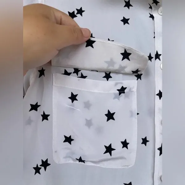 Equipment Star Print Long Sleeve Silk Blouse medium - Image 8