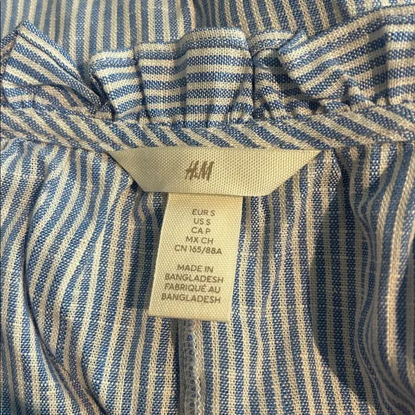 H&M blue and white linen blend tank - Image 5