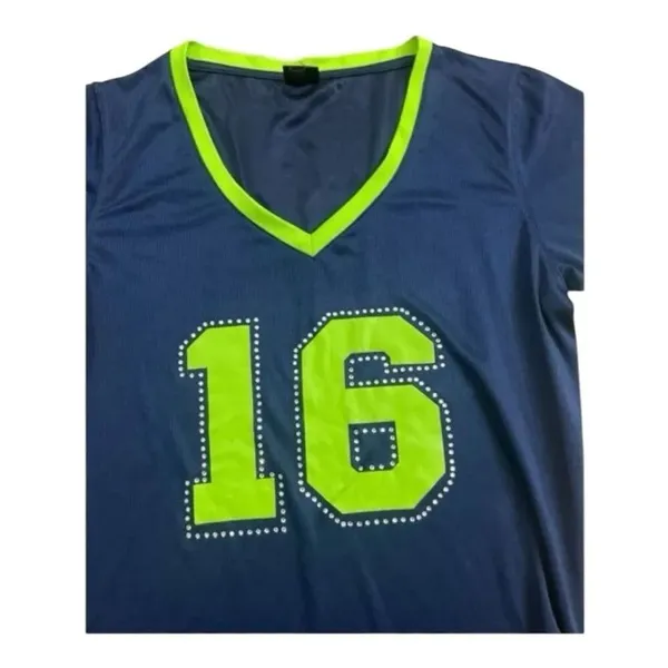 Lady 12 Seattle Seahawks #16 Lockett Blue Green Tunic Dress Size L Rhinestone - Image 2