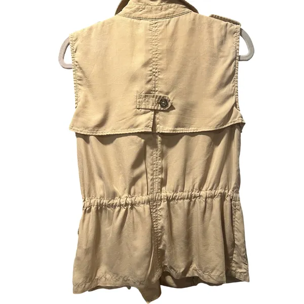 Banana Republic Heritage River Vest Khaki Sleeveless Trench Safari Utility Small - Image 3