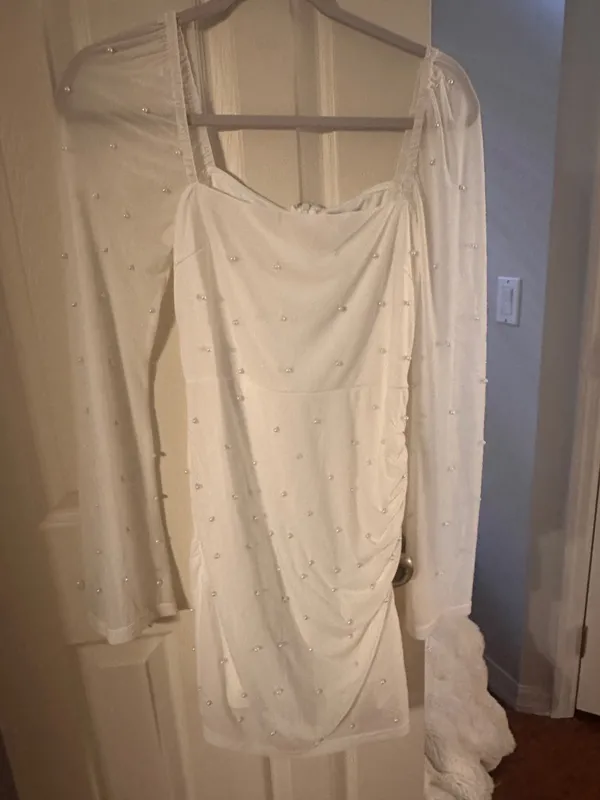 Lulus White Pearl Mini Hoco Dress - Image 2