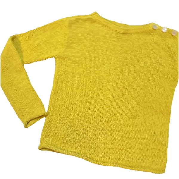 Ralph Lauren Women's Yellow Crocheted sweater buttons‎ on shoulder Size small - Image 3