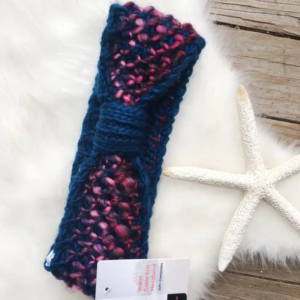 BOUTIQUE Chunky Cable Knit Ear Warmer Headband Teal OS New Winter - Image 2