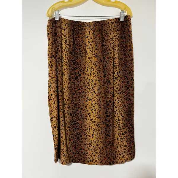 Vintage 90s Leopard Print 2 Piece Skirt Suit Set Black Rayon Blazer Midi Skirt - Image 7