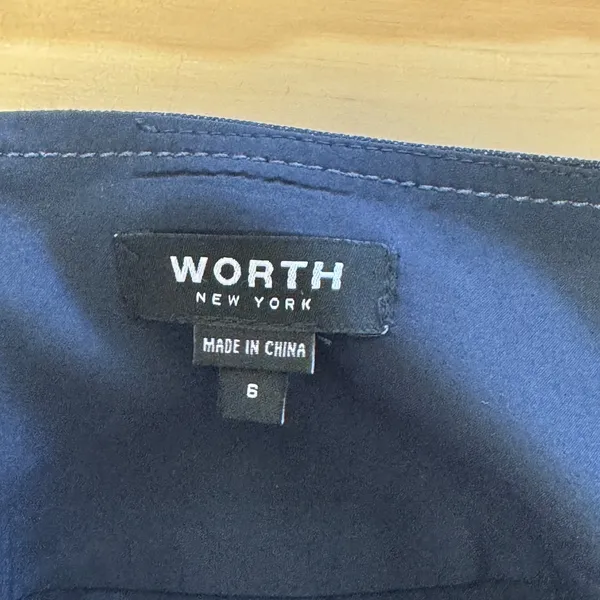 Worth New York Dark Indigo Wool Blend A-Line Pencil Skirt Size 6 Seam Detail - Image 6