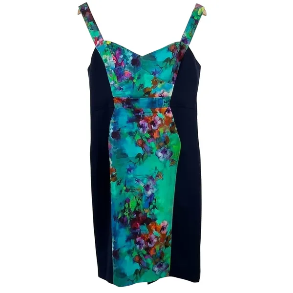 Black Halo dress 12 blue floral watercolor sweetheart sleeveless sheath NEW - Image 12