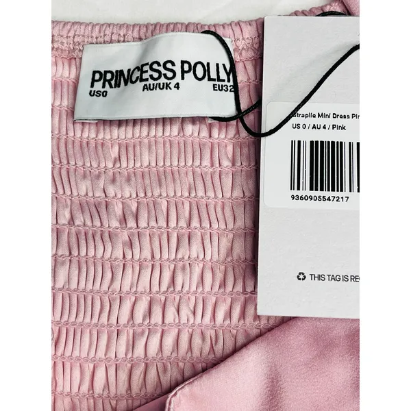 Princess Polly womens Straplie Mini Dress Pink size 0 New with tags Coquette - Image 4