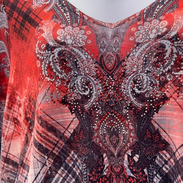 One World‎ Tunic Peplum Red 2X - Image 9